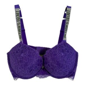 Victoria's Secret Bombshell Push Up Lace Bra with Rhinestone Straps